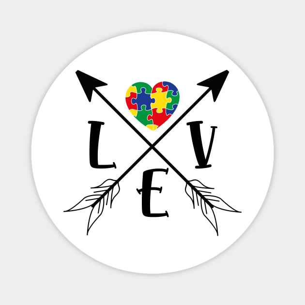 Love Heart Puzzle Autism Awareness Gift for Birthday, Mother's Day, Thanksgiving, Christmas Magnet by skstring